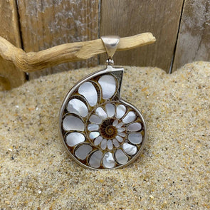 Ammonite with Mother of Pearl Pendant