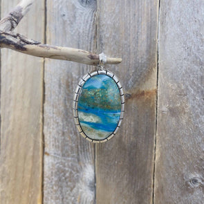 Peruvian Blue Opal Oval Pendant