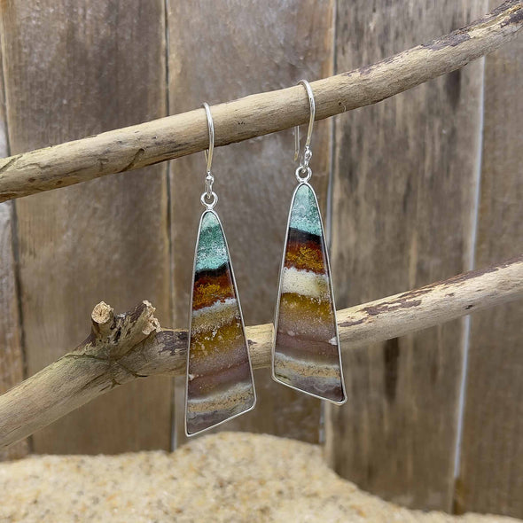 Landscape Agate Triangle Earrings