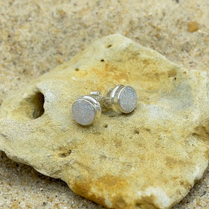 Druzy Solitaire White Earrings