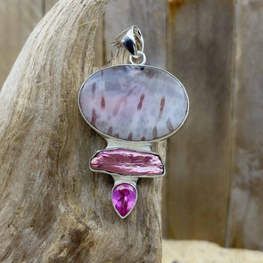 Pink Jasper and Biwa Pearl Pendant