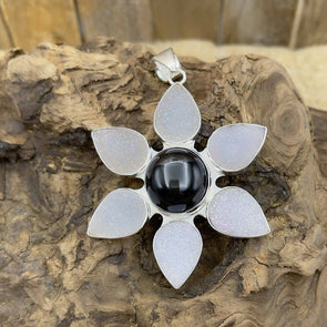 Druzy Teardrop Flowers Pendant