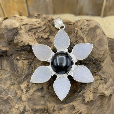 Druzy Teardrop Flowers Pendant