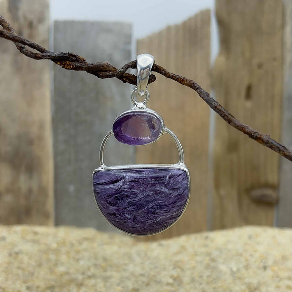 Amethyst and Charoite Pendant