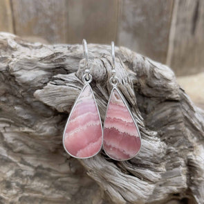 Rhodochrosite Teardrop Earrings