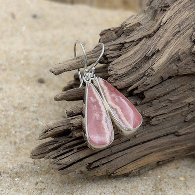 Rhodochrosite Teardrop Earrings