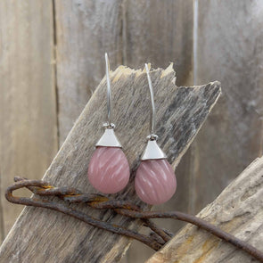 Rhodochrosite Carved Earrings