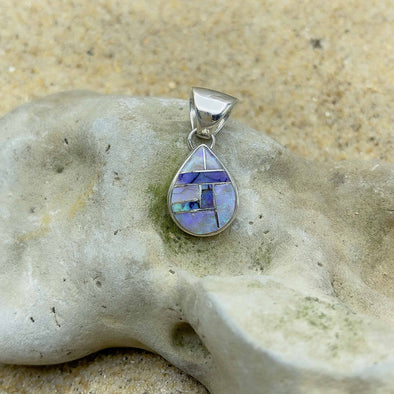 Short Teardrop Spider Opal Pendant