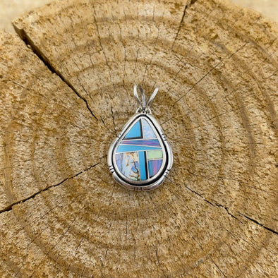 Large Teardrop Spider Opal & Turquoise Pendant