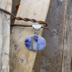 East/West Oval Spider Opal Inlay Pendant