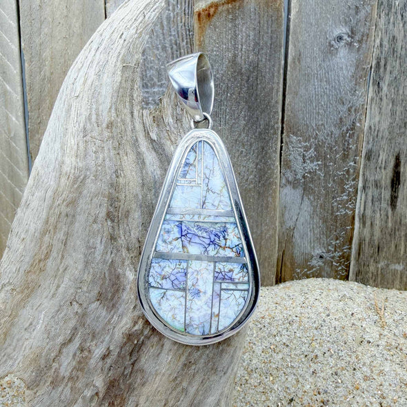 Spider Opal Native American Teardrop Pendant