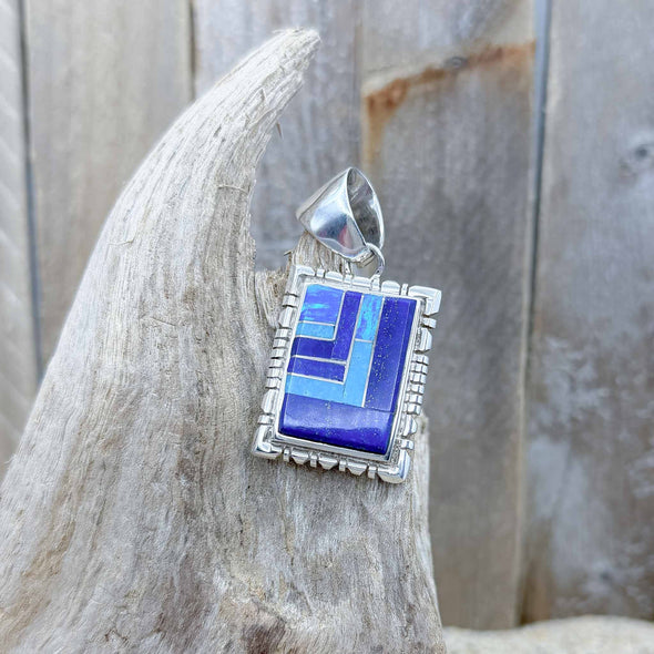 Inlaid Square Native American Artisan Pendant