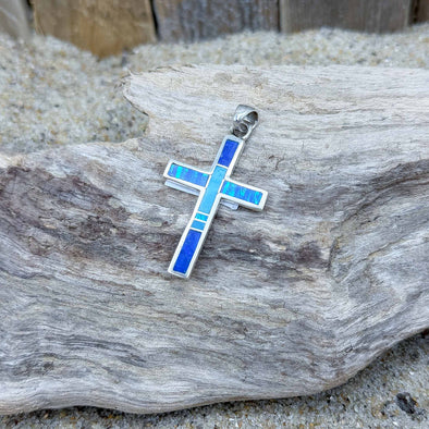 Lapis, Turquoise & Opal Cross Pendant
