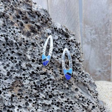 Opal, Turquoise, Lapis & Onyx Cat Eye Earrings