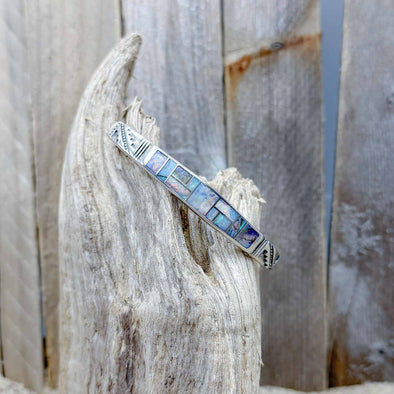 Spiderweb Opal Mosaic Cuff Bracelet
