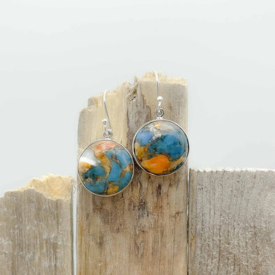 Spiny Oyster, Turquoise and Copper Earrings