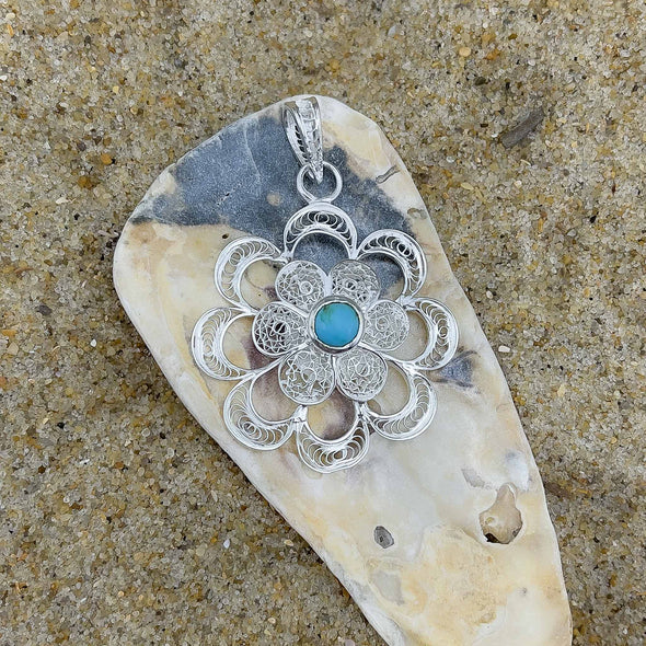 Daisy Lace Turquoise Pendant