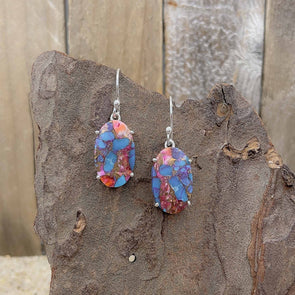 Spiny Oyster, Turquoise and Copper Earrings
