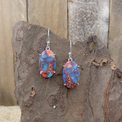 Spiny Oyster, Turquoise and Copper Earrings