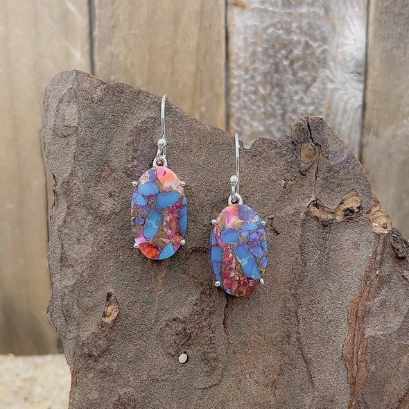 Spiny Oyster, Turquoise and Copper Earrings