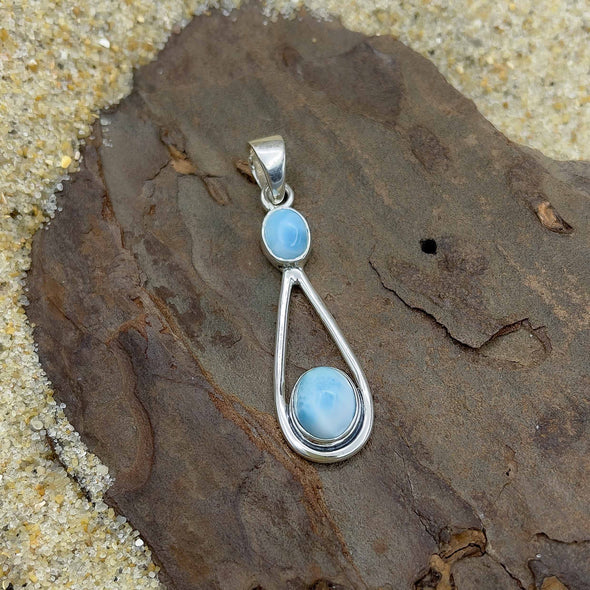 Double Oval Larimar Pendant