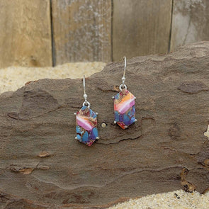 Spiny Oyster & Copper Hex Earrings