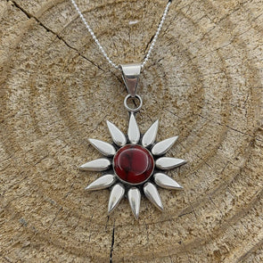 Red Jasper Flower Pendant