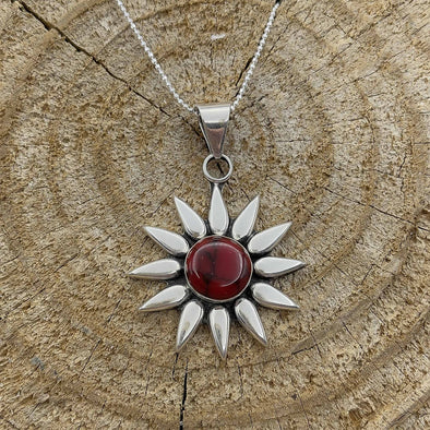 Red Jasper Flower Pendant