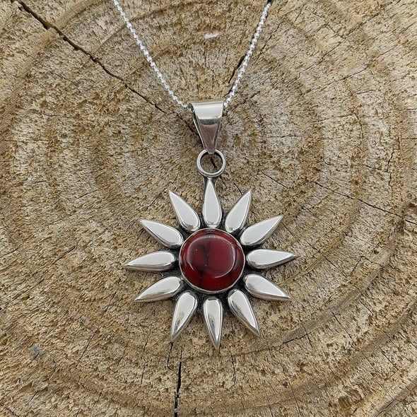 Red Jasper Flower Pendant