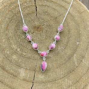 Pink Oyster & Turquoise Necklace