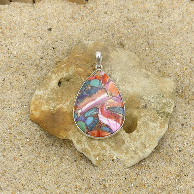 Rainbow Spiny Oyster & Turquoise Teardrop Pendant