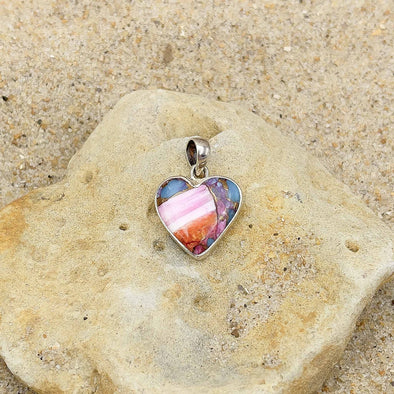Rainbow Spiny Oyster & Turquoise Heart Pendant