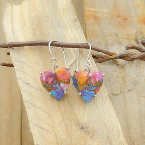 Rainbow Spiny Oyster Heart Earrings