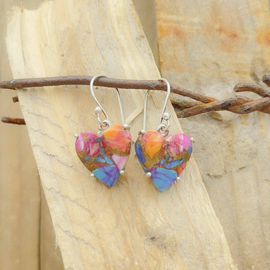 Rainbow Spiny Oyster Heart Earrings
