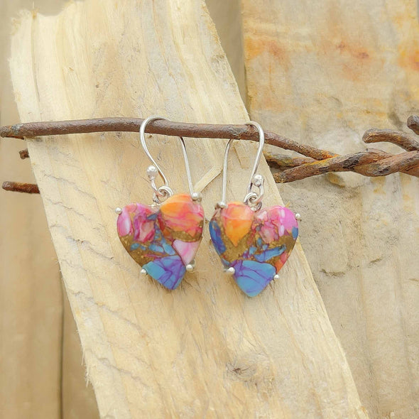 Rainbow Spiny Oyster Heart Earrings