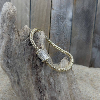 Gold Snake Chain with Gold Accent Pavé Bracelet