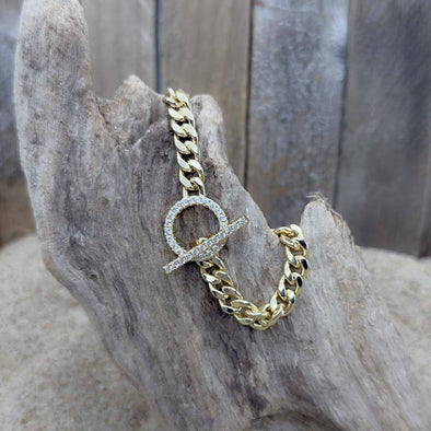 Gold Pavé Toggle Chain Bracelet