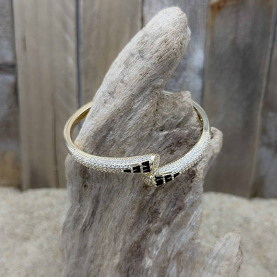 CZ Pavé & Black Triangle Cuff Bracelet