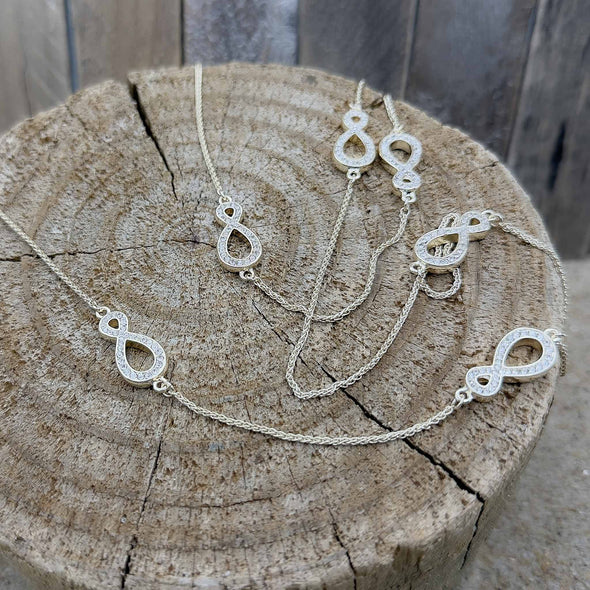 Infinity CZ Pavé Gold Necklace