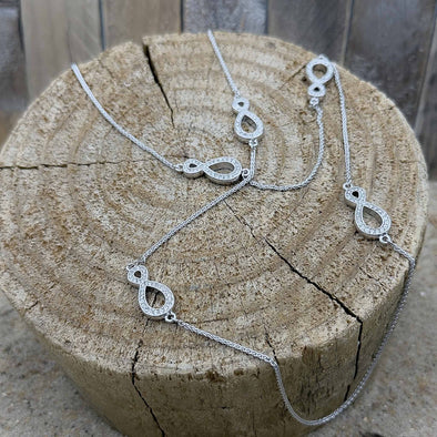 Infinity CZ Pavé Silver Necklace