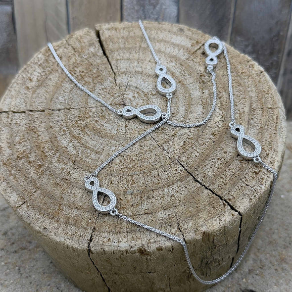 Infinity CZ Pavé Silver Necklace