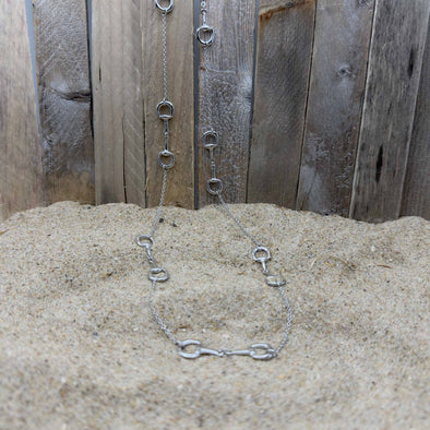 Horse Bit Silver Long Chain Necklace