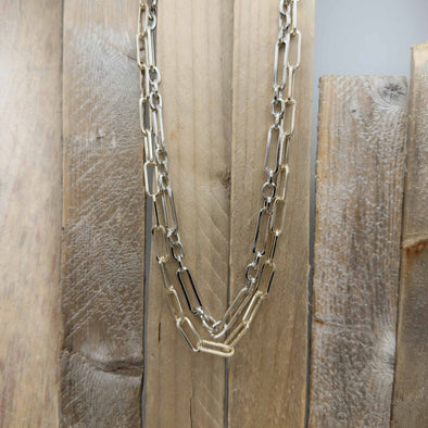 Matte Gold & Silver Long Link Chain Necklace