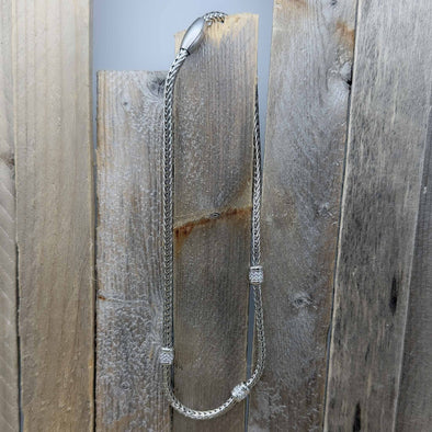 Silver Snake Chain with Triple Pavé Necklace