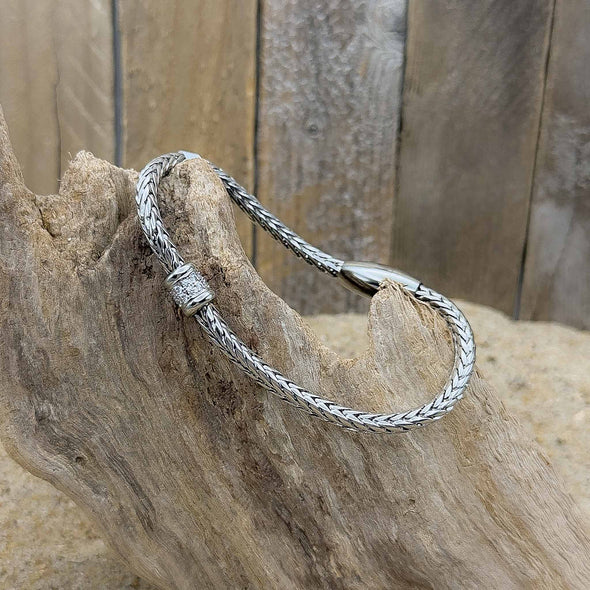 Silver Snake Chain with Single Pavé Bracelet