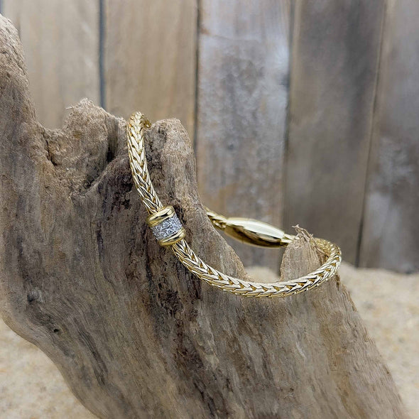 Gold Snake Chain with Single Pavé Bracelet