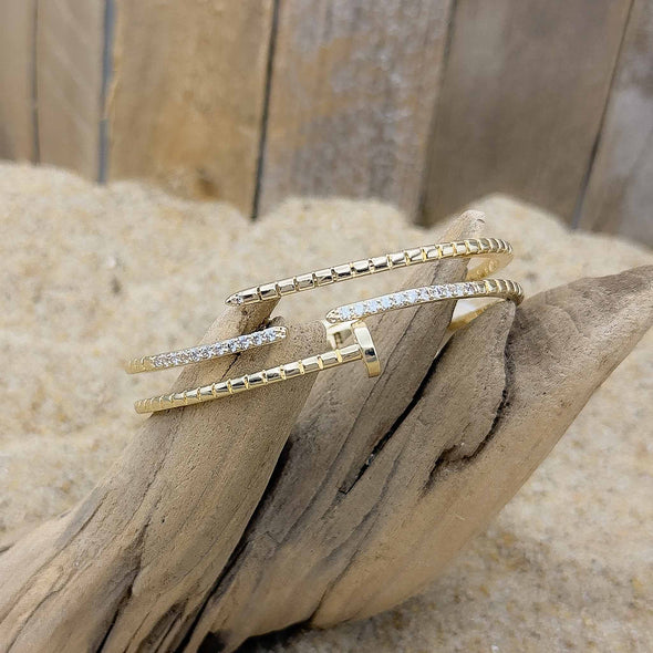 Gold Double Pavé Bangle