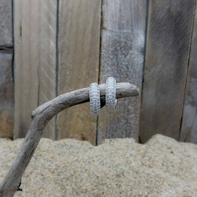 Pavé Silver Hoop Earrings