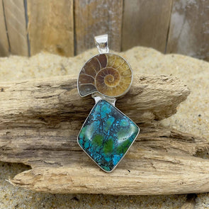 Ammonite & Apatite Pendant