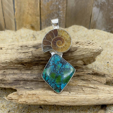 Ammonite & Apatite Pendant